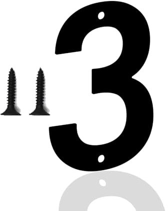 Hausnummern, Hausnummernschild, Hausnummer Schwarz, Metallbuchstaben, Briefkasten mit Hausnummer, Hausnummer Schild, Moderne Metallhausnummer für Häuser, Türen, Außenbereich(10.1cm, 3)