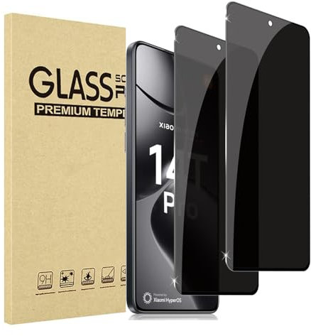 JMDZDL Verre Trempé Anti-Espion Compatible avec Xiaomi 14T/ 14T Pro, [2 pièces] Privacy Protection D'écran pour Xiaomi 14T Pro Couverture Complète Film Protecteur Vitre Dureté 9H Privé Protecteur