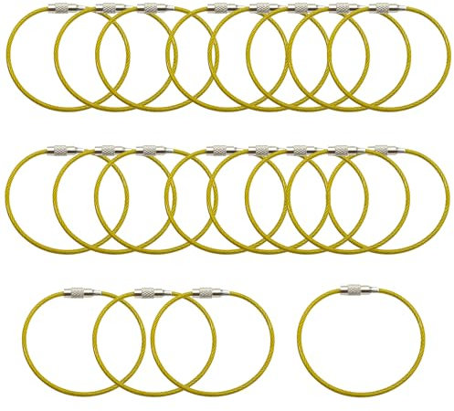 duoyif Câbles Porte-Clés En Fil Métallique 30 Pièces 2mm Ø5cm Anneau De Câble Métallique, Anneaux De Boucle De Câble Pour Suspension Porte-Étiquette De Bagage Étiquettes Petits Objets (Doré)
