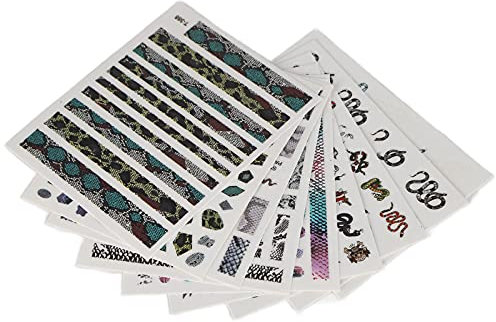 Nail Stickers for Nail Art, Nail Decals for Nail Art 9 Sheets Snake Nail Design Stickers Self Adhesive DIY Manicure Decoration Nail Art Accessories for Women Girls Manicure Tips