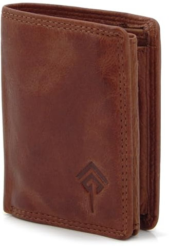 JOREY Slim Wallet Herren aus Echtleder – kleine Geldbörse im Hochformat mit RFID-Schutz – Geldbeutel kompakt aus Wasch-Leder (Dunkel-Braun)