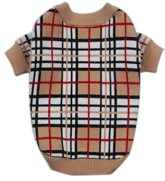 Everything Chic Designer Dog Clothes Sweater Shirt Outfit Small XS Teacup Cute Dogs Puppies French Bulldog Dachshund Chihuahua Cats Maltese Boy Girl (Large, FurberryPlaid)