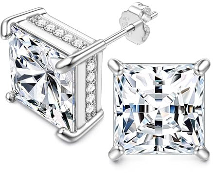 Sllaiss 1 Paar Zirkonia 925 Sterling Silber Ohrringe CZ Ohrstecker Frauen Ohrstecker Herren Weißgold überzogen Frauen Ohrring Silber Schmuck Silber Ohrstecker Ohrringe