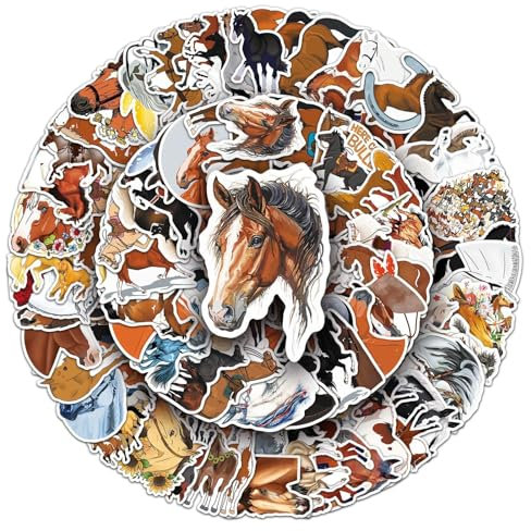 LYunMu Pferde Aufkleber Horse Sticker Set 100 Stücke Niedlich Deko für Auto Laptop Skateboard Fahrrad Moped Motorrad Fahrrad Computer,Geeignet für Erwachsene Kinder