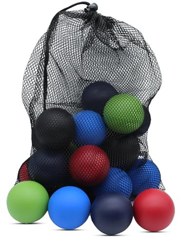 Confezione da 20 palline da racquetball, multicolore, in gomma, ad alto rimbalzo, con borsa a rete (multicolore)