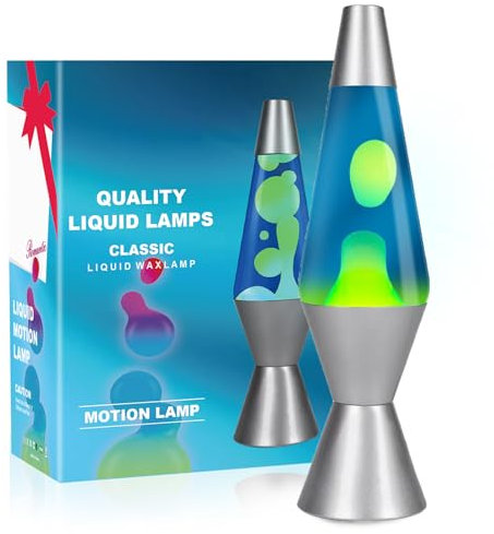 AONESY Lavalampe 37cm Dunkelblaues Flüssigkeit & Gelbes Wachs Lavalampe Kinder Nachtlicht Buntes Licht Lampe Geschenk für Weihnachten Geburtstag
