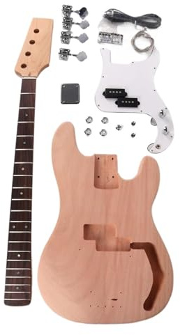 Barilotto Della Chitarra Kit Fai Da Te Per Basso Elettrico A 4 Corde Manico In Palissandro FN E Acero Corpo In Mogano Con Tutti Gli Accessori