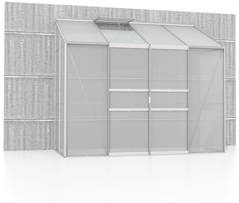 Vitavia Anlehn-Gewächshaus Styx 3300, Aluminium eloxiert, 3,3 m², 4 mm HKP | Wetterfestes & stabiles Wand-Gewächshaus zur Pflanzenanzucht | Ideales Treibhaus für Gemüse, Kräuter & Blumen