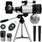 papasbox Telescopes for Astronomy Adults, 70mm Aperture 300mm Refractor Telescope for Kids & Beginners, Compact and Portable Travel Telescopio with Aluminum Alloy Tripod Finderscope