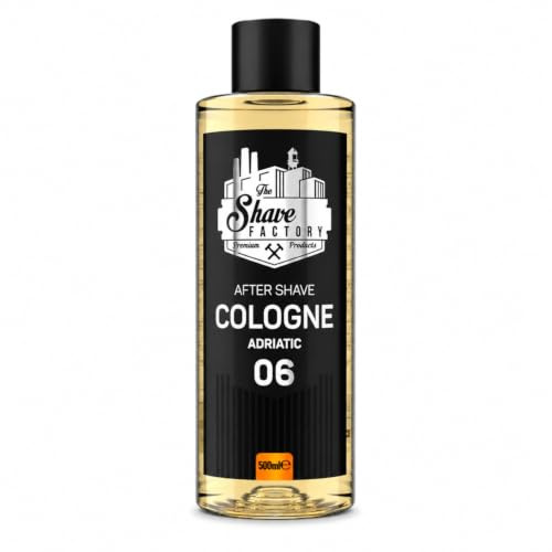 The Shave Factory – Adriatic 06 After Shave Cologne – Parfümiertes Eau de Cologne in einer Glasflasche nach der Rasur 500 ml
