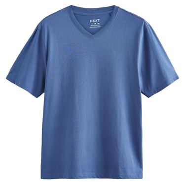 NEXT Herren Reguläre Passform T-Shirt mit V-Ausschnitt im Regular Fit Blau 4XL