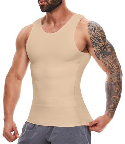 SLIMBELLE Shapewear Herren Kompressions Shirt Elastische Ärmellos Body Shaper Tight Unterhemden Tank Top Taillenformer Figurformend Bauchweg Unterhemd