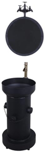 Lavabo de Pedestal de Metal Resistente, Estilo Industrial Retro, con Espejo y Grifo, 87 x 43 x 46 cm, Ideal para baño, Bar, Restaurante, Karaoke (Colo