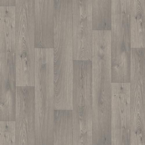 Vinyl Flooring Wood Oak Plank Effect Easy DIY Vinyl Flooring Roll | Non-Slip Easy Clean Waterproof Lino Vinyl Floor | Living Dining Room, Lounge, Hallway Flooring (Soft Grey, 3m x 5m)