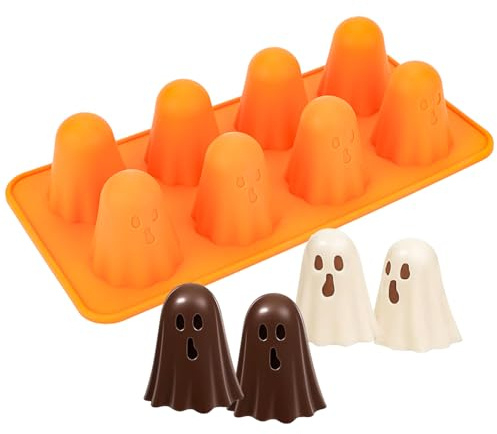 Halloween Silikonform Geister 8 Mulden silikon schokoladenform Halloween Geister Schokoladenform für Selbstgemachte Gummibärchen, Gelee, Schokolade, Süßigkeiten, Kuchen