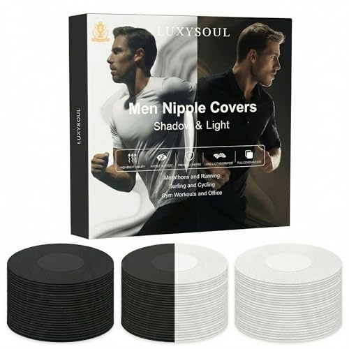LUXYSOUL Nipple Covers Men - 100/120/132/180 PCS Mens Nipple Covers No Show for Marathon & Gym,Nipple Tape for Running Men