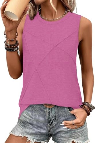 DUOEASE Top Donna Allentate Basic Canotta Donna Girocollo Tinta Unita Canottiera Casual Senza Maniche Estivo Tops