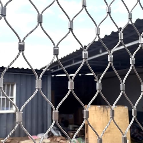 JHIAADEY Flexibles Seil-GeläNder-Netz,304 Edelstahl-Seilnetz,Drahtdurchmesser Diebstahlsicheres,Balkon Begrenzung Dekor Schutz Zaun,Kabel GeläNderschutz Maschendrahtzaun(25 * 2m/82 * 6.5ft)