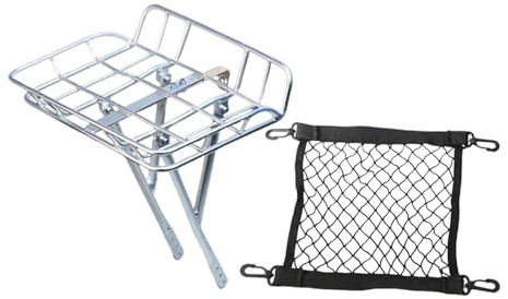 predolo Porte-Bagages Avant pour vélo en Alliage d'aluminium, Facile à Installer, Accessoires de Rangement, Panier de vélo, Version Argent Haute