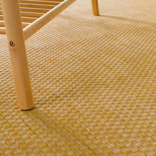 KADIMA DESIGN Teppich Kurzflor Unifarben Wohnzimmer schmutzabweisend Gelb Rechteckig 160x220 100% Polypropylen, Rücken aus Polypropylen pflegeleicht