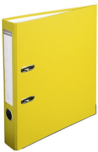 Exacompta 918404B Kunststoff-Ordner 7,5 cm breit DIN A4 Kunststoffbezug außen Papierbezug innen Rückenschild austauschbar Ringordner Aktenordner Briefordner Büroordner Plastikordner gelb