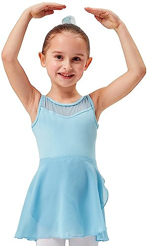 tanzmuster ® Wickelrock Mädchen Ballett - Emma - aus transparentem Chiffon - lockerluftiger Ballettrock zum Binden für Kinder in hellblau, Größe:116/122