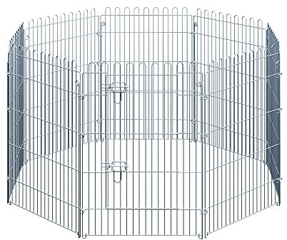 PawHut Freilaufgehege Welpenauslauf Welpenzaun Laufstall Welpengitter für Tiere 8-teilig B63 x H91 cm