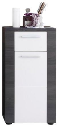 trendteam smart living Badezimmer Kommode Schrank Xpress, 40 x 78 x 28 cm, Korpus und Frontblenden in Esche grau Nachbildung und Front in weiß Nachbildung mit viel Stauraum