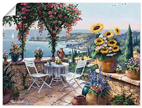 ARTLAND Wanddeko Poster & Kunstdrucke Wandposter 60x45 cm Ausblick Landschaft Blumen Küste Meer Bucht Garten Kunst Malerei B8PL