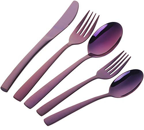 Buyer Star Couverts 20 pièces Set de Couverts Dîner Set pour 4, Couleur Violet Vaisselle Argenterie