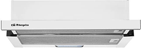 Orbegozo TL 07160 BL – Campana extractora, 60 cm, 2 bombillas LED, extracción 308.2 m3/h, 2 niveles de potencia, 65 W