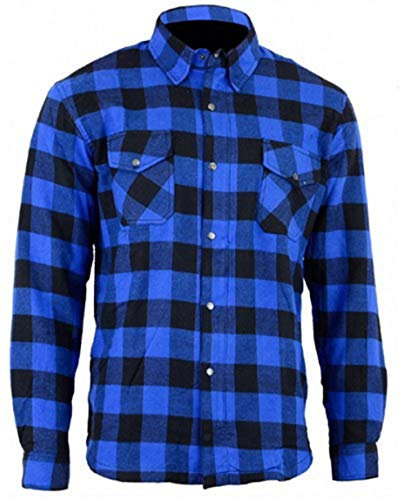 Bikers Gear Australia, Camicia protettiva in flanella di Kevlar (aramide) multicolore Blu/nero. XXXL
