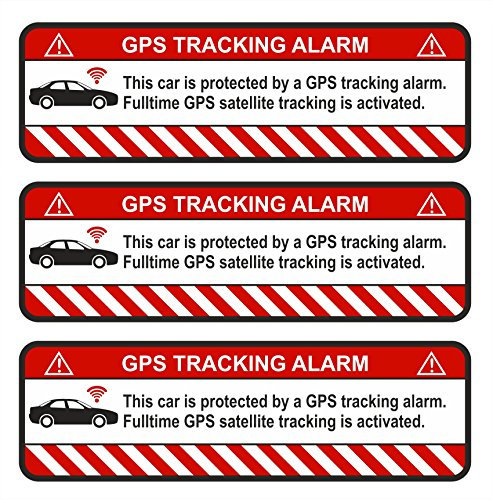 Finest Folia 3X GPS Aufkleber Fahrrad Motorrad Auto Alarm Warnung Anti Diebstahl Sticker Tracker gesichert R054 (Weiß, Auto)