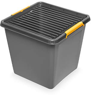 Orplast Solidstore Aufbewahrungsbox, 36 l, Graphit und Gelb, 1 Stück
