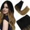 Easyouth Echthaar Tressen Extensions Ombre Tressen Extensions Echthaar Naturlich Tressen Haarverlangerung Aus Schwarz Mix Mittelbraun und Honigblond 45 cm 100g #1B/6/27