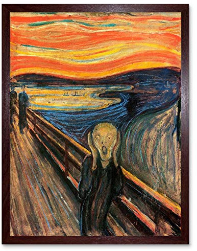 Wee Blue Coo Edvard Munch The Scream Old Master Painting Art Print Framed Poster Wall Decor Kunstdruck Poster Wand-Dekor-12X16 Zoll