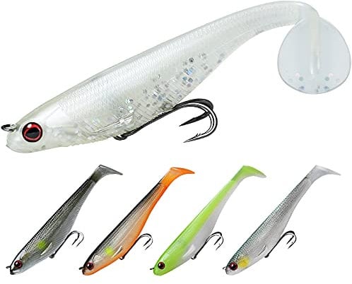 TRUSCEND Angelköder Gummifische Kunstköder Gummiköder Set Fische Angeln Forelle Zander & Barsch Köder Jigköpfe, BKK/VMC-Haken, Japan-Formel, Süßwasser-Salzwasser-Fischen Geschenk für Männe