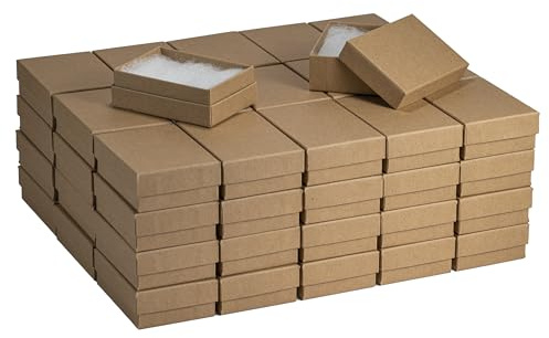 JPB Recycled Kraft Cotton Filled Jewelry Boxes #32 (Case of 100) (3 1/8 x 2 1/8 x 1)