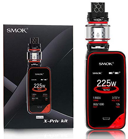 SMOK X-Priv 225W Mod mit TFV12 Prinz Verdampfer Tank 8ml E Zigarette Starter Kit,Ohne Nikotin (Schwarz Rot)