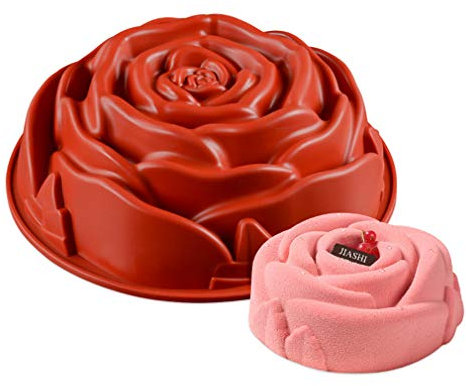 JasCherry Forma de Rosa Moldes de Silicone - Premium Antiadherente Moldes para Tartas, Repostería, Bizcocho, Gelatina Grande, Pan #7