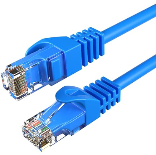 Cat6 5M Network Ethernet Patch Cable, 550Mhz Internet Wire, Compatible with PC, Laptop, Modem, Router, TVs, Printer Cord, Consoles for Home and Office, Blue