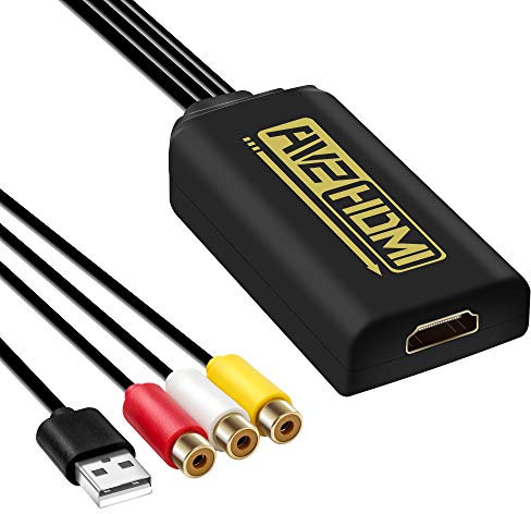 Kuyia Cavo convertitore da 3 Rca femmina a Hdmi con cavo di alimentazione Usb, audio video