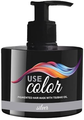 USE COLOR farbauffrischende Haarmaske mit Tsubaki-Öl - 300 ml mit Pumpe (Silber)