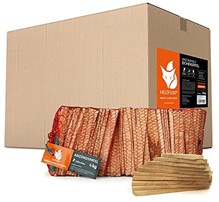 Anzündholz Anzündspatel Anfeuerholz Anmachholz Brennholz Kaminholz Trocken Ofenfertig Eiche 16cm 28kg / 1 Karton Paligo