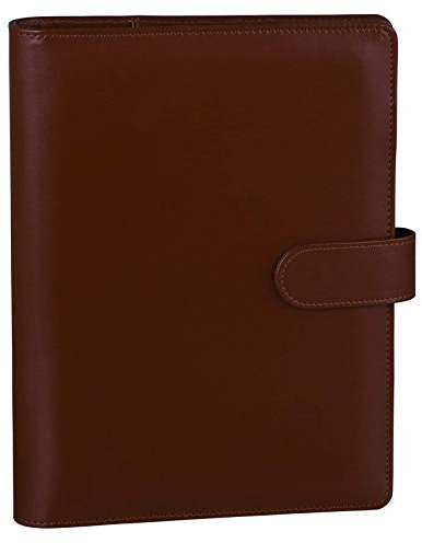 HAUTOCO A5 Binder Abdeckung PU Leder Ringbuch Nachfüllbar Budget Binder, Notizbuch A5 Ringbuch Planer Organizer für Reisearbeit und Organizer, Braun