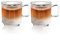 D.M DESIGN•MASTER [2 PACK, 12 OZ] - Premium Kaffeetassen aus Glas mit vertikalen Streifen, transparente Teegläser für heiße/kalte Getränke.