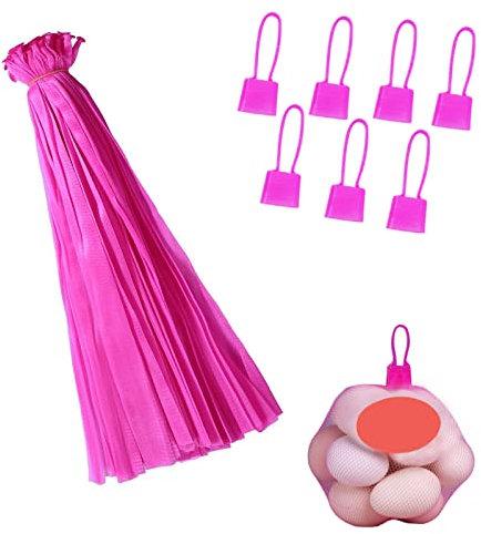 Molyorch 100 Pièces Filet Légumes, Sac en Filet Réutilisable, pour Fruit Frais, Petits Objets de Stockage (Bouton Rose)