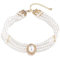Aleasha Collana con perle a 3 file, collana di perle da donna, perline a 3 file, collana corta in oro, matrimonio, gioielli regalo di Natale, San Valentino, 38 cm, Placcato oro, Perla