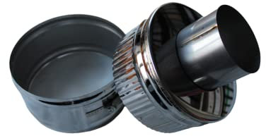 HST Adapter/Reduzierung 130 auf 150 mm Ofenrohr Edelstahl mit Klemmschelle doppelwandig Isoliert Pelletrohr Kaminrohr Rauchrohr Robustes Bogenrohr Ofen Pelletöfen