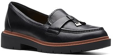 Clarks Westlynn Bella Damen-Loafer, Schwarz Leder, 8 Wide